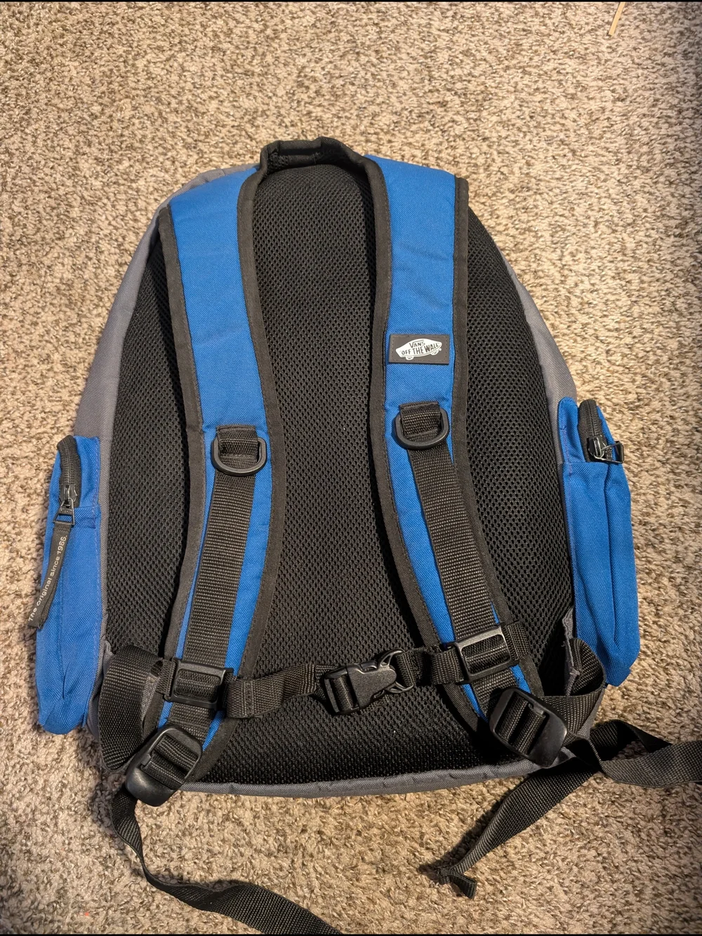 Vans Blue and Gray 'Off The Wall' Logo Backpack